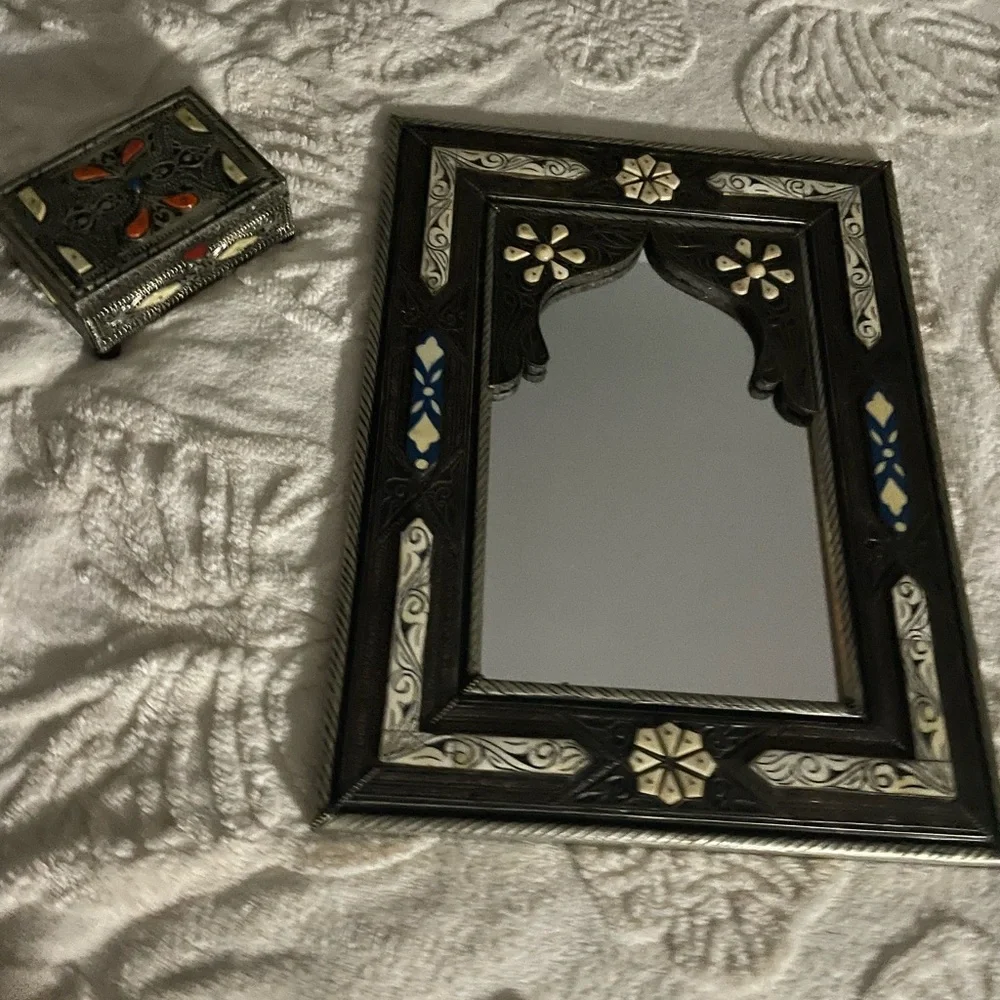 Black/White & Blue Moroccan Wall Mirror